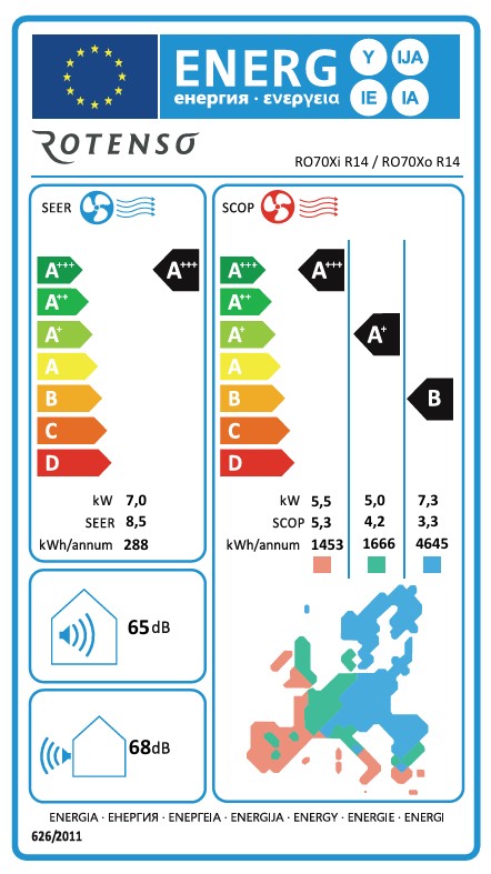 Rotenso Premium Air Conditioner Revio 2.7 kW to 7 kW Single-Split Wall Unit Set Digital Inverter WiFi A+++