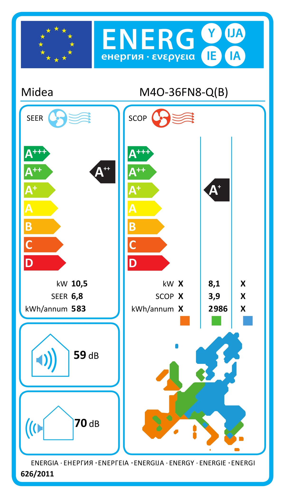 Midea Multisplit-Inverter Außengerät M4O-36FN8-Q 10,55 kW für 1-4 Innengeräte