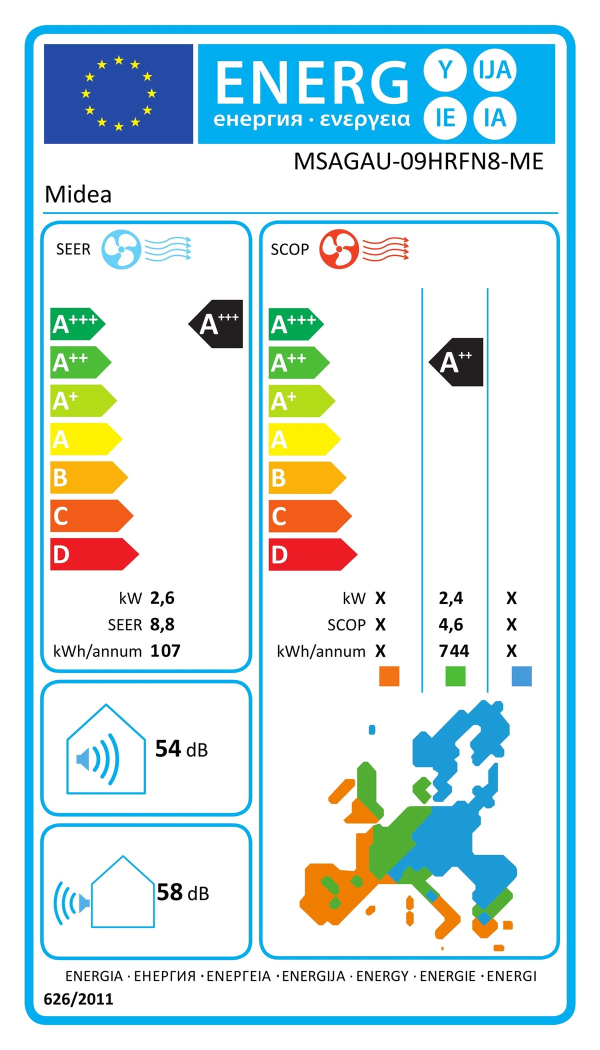 Midea Klimaanlagen Wandgerät Xtreme Save Pro 2,6 kW MSAGAU-09HRFN8-ME WiFi
