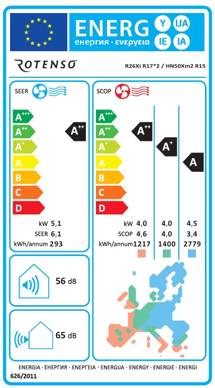 Rotenso Klimaanlage Roni 2x 3,5kW 12000BTU - Dual-Split Wandgeräte-Set Digital Inverter WiFi A++
