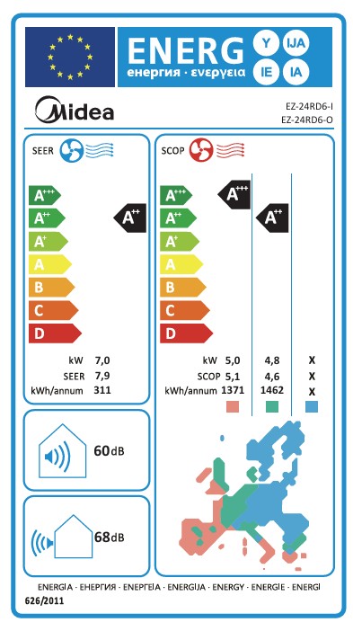 Midea Solstice 24-Set Weiß 7 kW Klimaanlage Set Single-Split Wandgerät R32 WIFI