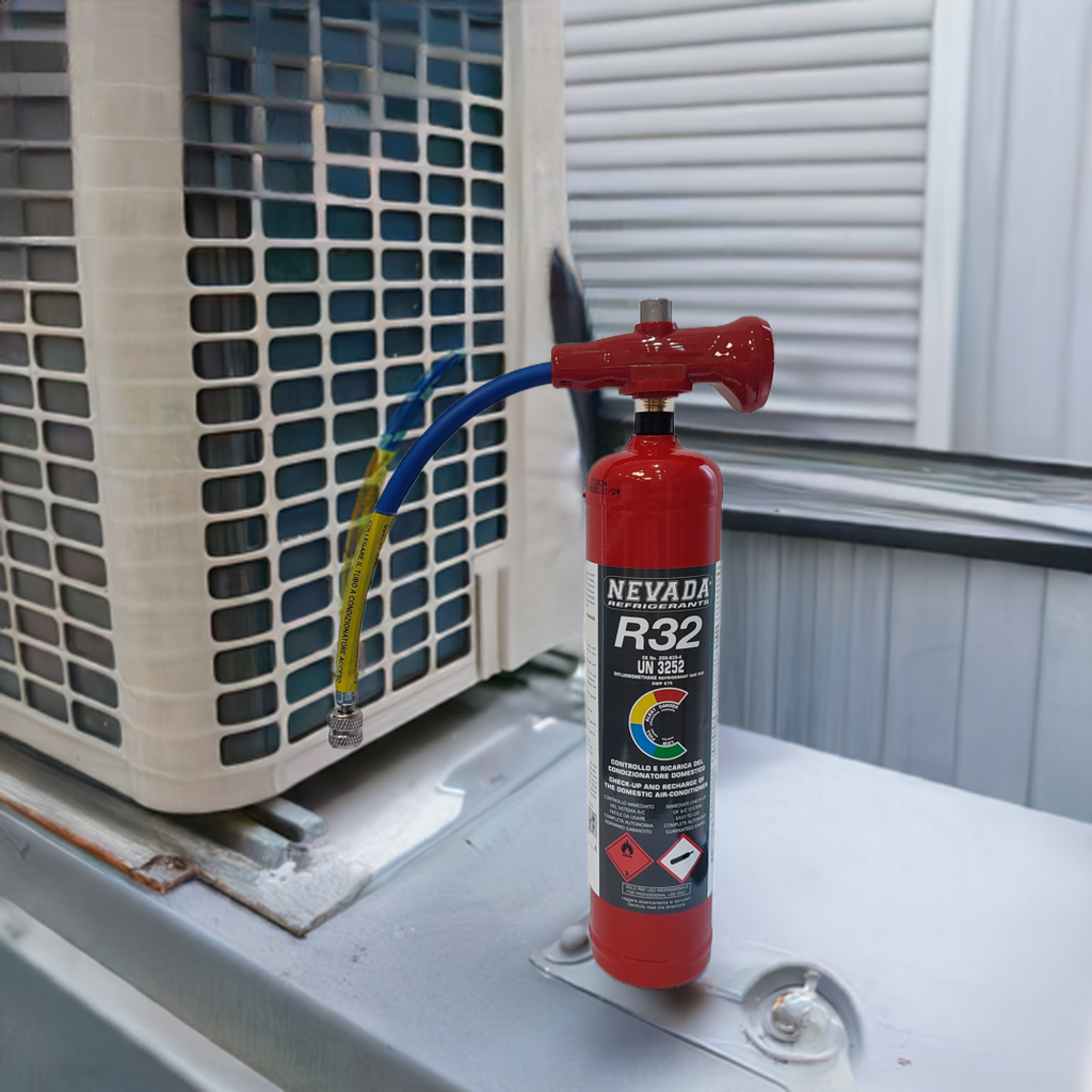 Kältemittel R32 780g mit Füllschlauch & Manometer, für Klimaanlage & Wärmepumpe