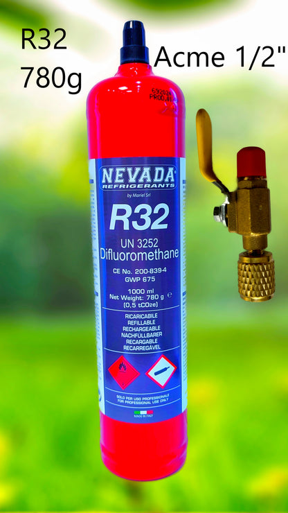 Refrigerant R32 1L 780g with or without valve, for air conditioning and heat pump