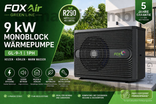 FoxAir Green Line 9 kW Monoblock Wärmepumpe R290 1PH GL-9-1 | Heizen & Kühlen | Neu