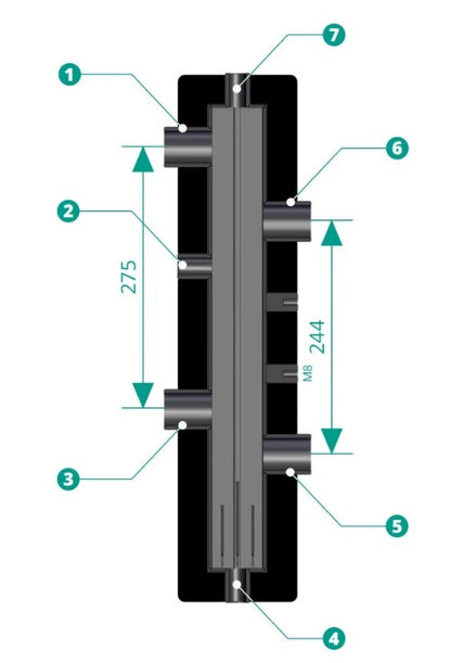 Hydraulic separator DN25 for separating the heat source circuit and the heating circuit