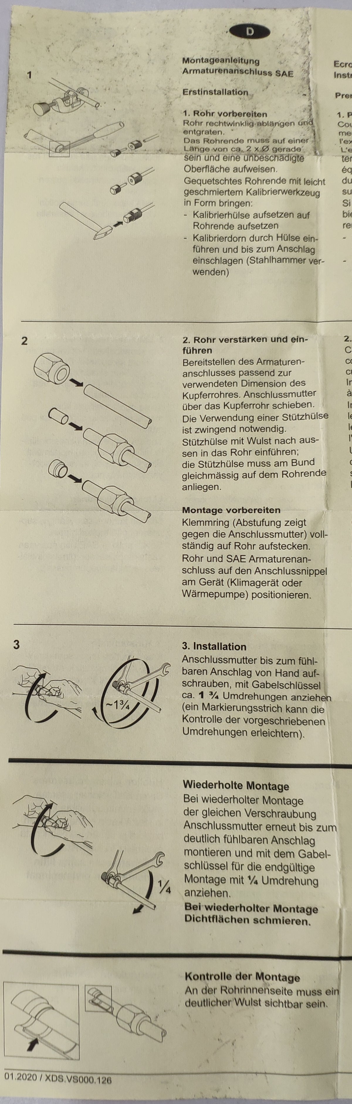 Armacell SAE fittings for refrigerant lines 1/4" + 3/8" + 1/2" for copper pipe, without flaring
