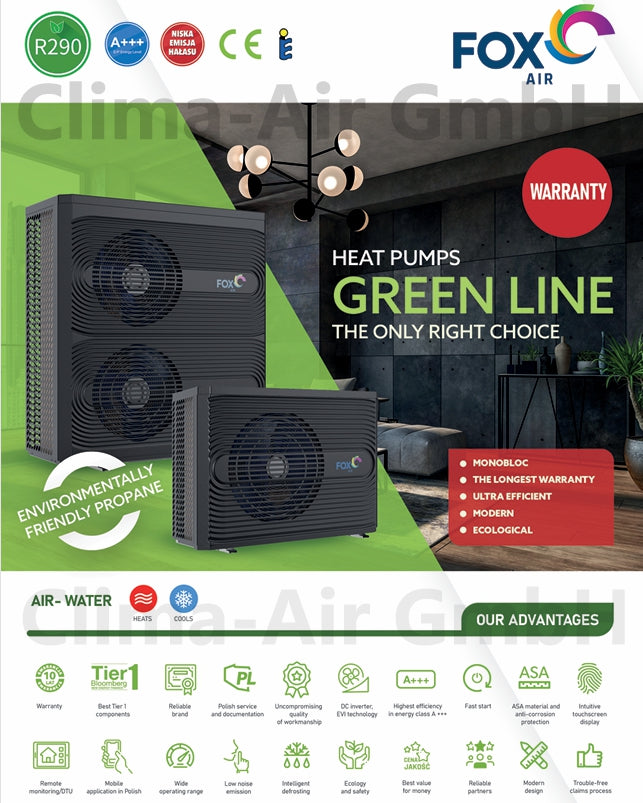 FoxAir Green Line 9 kW Monoblock Wärmepumpe R290 1PH GL-9-1 | Heizen & Kühlen | Neu