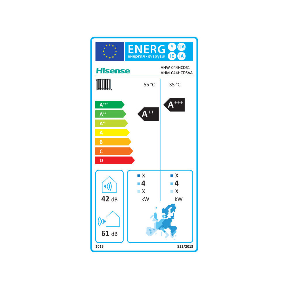 Hisense Hi-Therma Split Wärmepumpe 4,4kW (7KW) Inneneinheit + Außeneinheit R32 A+++