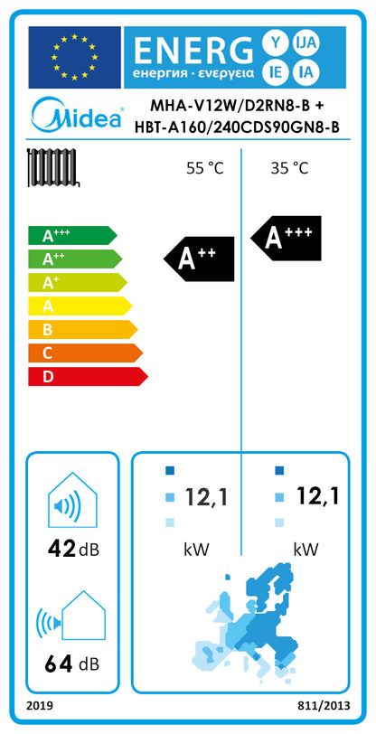Sonderangebot Midea Thermal Arctic Split Wärmepumpe MHA-V12W/D2RN8-B 12KW Set + Hydromodul mit Speicher 240 Liter HBT-A160/240CDS90GN8-B A+++A++