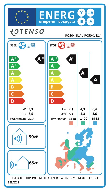 Rotenso Premium Air Conditioner Revio 2.7 kW to 7 kW Single-Split Wall Unit Set Digital Inverter WiFi A+++