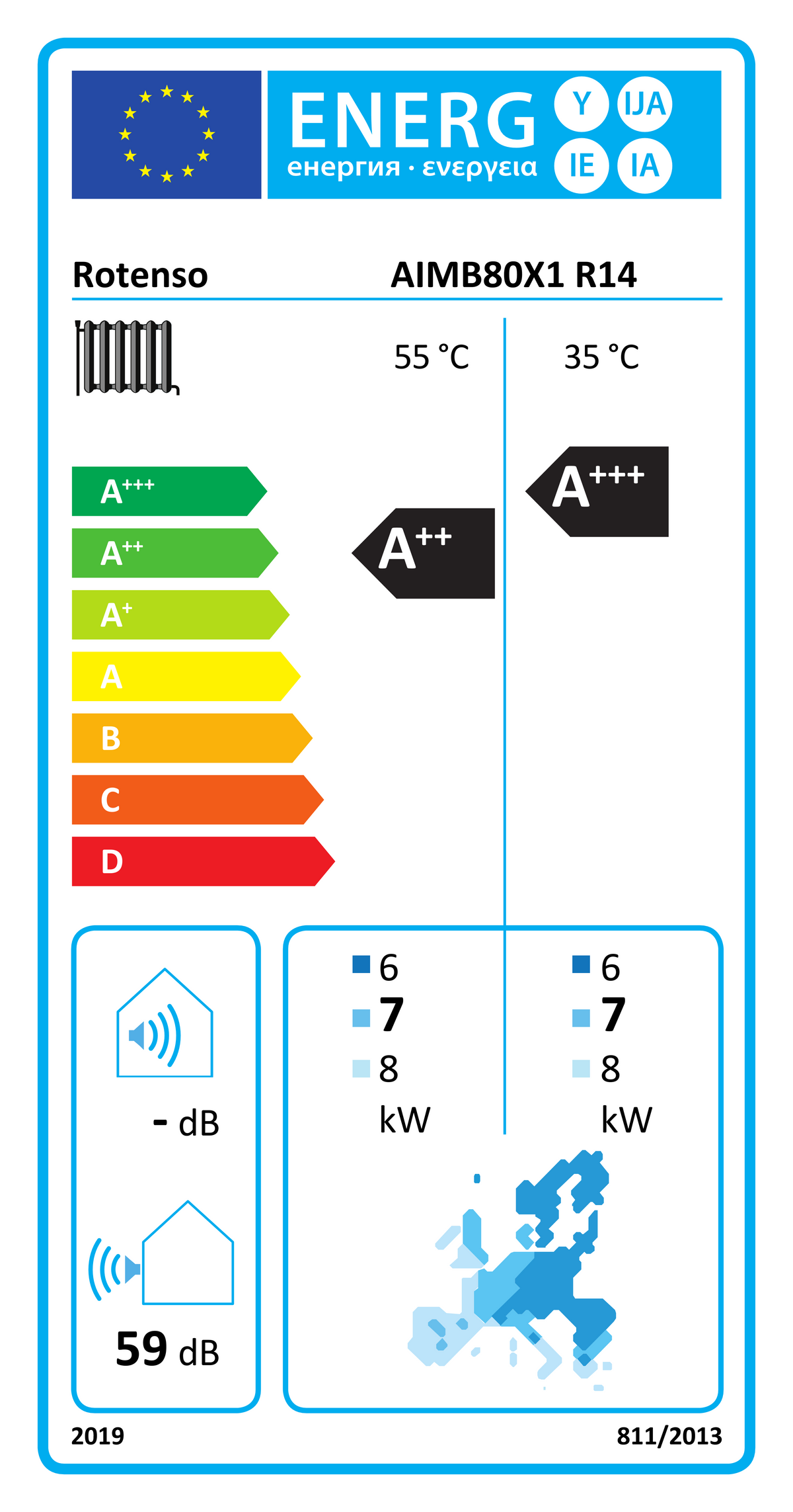 Rotenso Airmi Wärmepumpe Monoblock Luft-Wasser AIMB80X1 8KW Black BAFA Wifi A+++, Heizen Kühlen