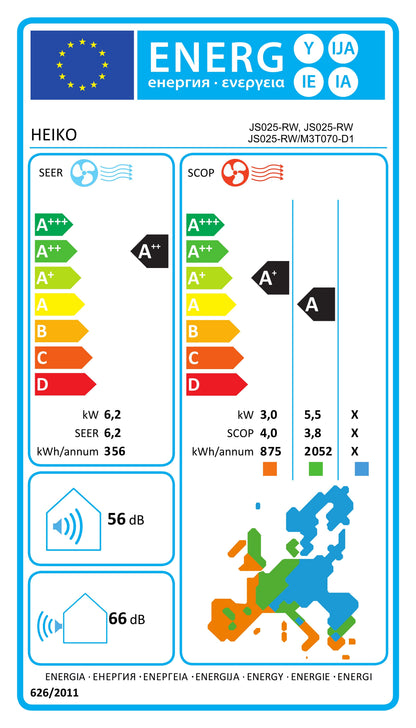HEIKO ROSA WHITE 3x 2,6 kW Klimaanlage Multi-Split Wandgeräte-Set WiFi A++