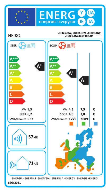 HEIKO ROSA WHITE 4x 2,6 kW Klimaanlage Multi-Split Wandgeräte-Set WiFi A++