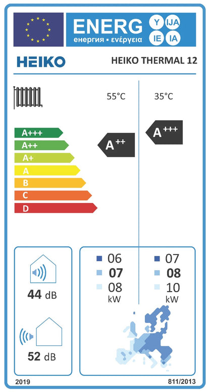 Heiko Thermal 12 | Single-phase 12kW monoblock heat pump for central heating and hot water, air-to-water, BAFA-approved, heating, cooling, Wi-Fi, A+++