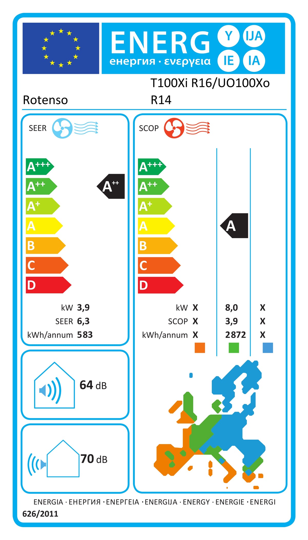 Rotenso LCAC Deckenkassette Tenji 7 kW bis 15,2 kW Single-Split Set Digital Inverter WiFi A++
