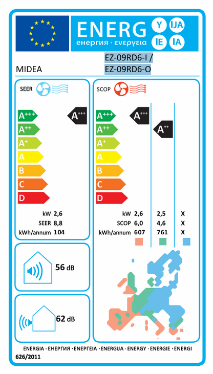Midea Solstice 09-Set Weiß 2,6 kW Klimaanlage Set Single-Split Wandgerät R32 WIFI