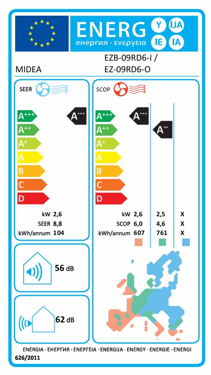Midea Solstice 09-Set Schwarz 2,6 kW Klimaanlage Set Single-Split Wandgerät R32 WIFI