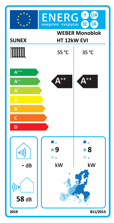 Monoblock Wärmepumpe WEBER HT 12kW für Brauchwasser und Heizung R32 WiFi A+++