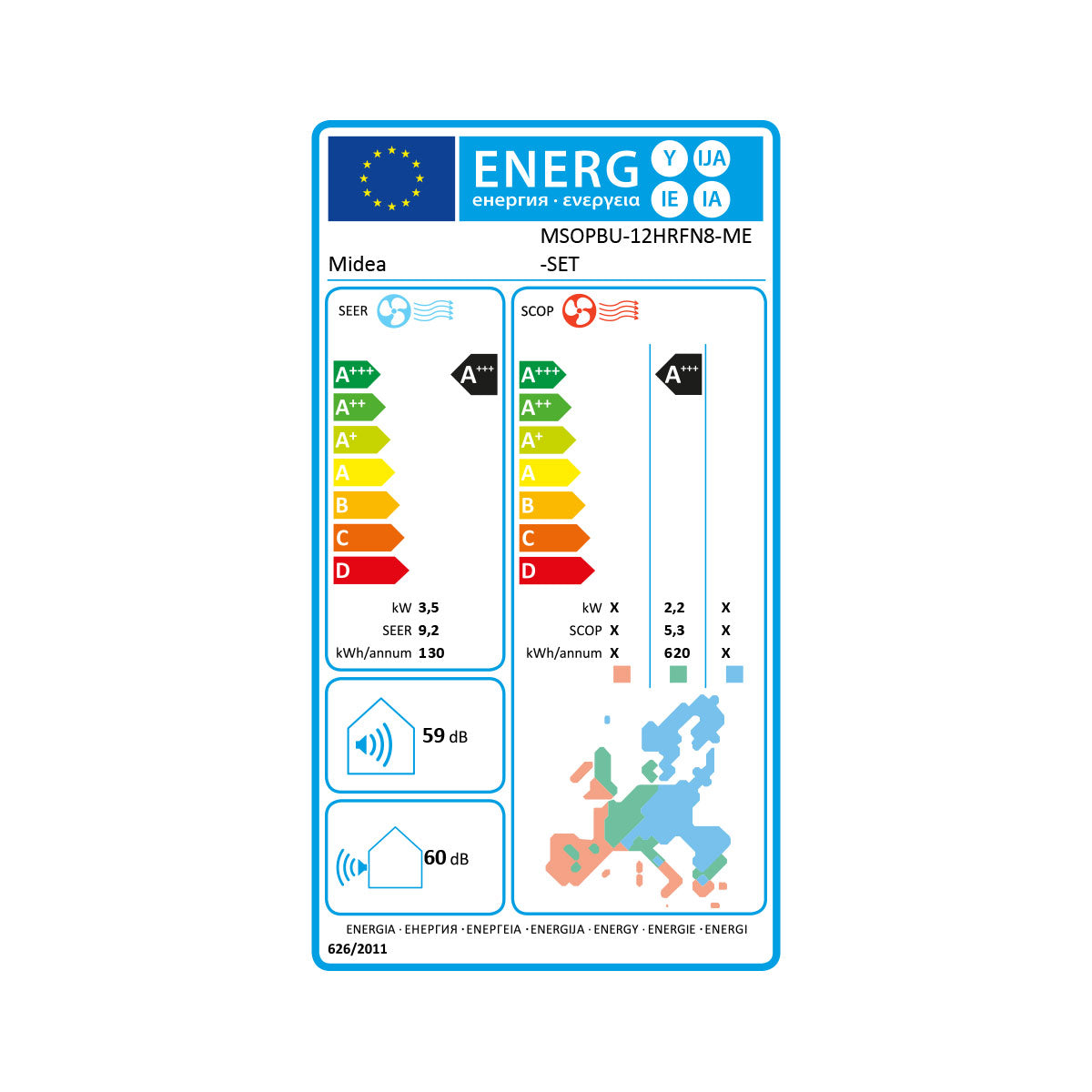 Midea Oasis Plus 3,5 kW Klimaanlage MSOPBU-12HRFN8-ME-Set Split Wandgerät R32 WIFI