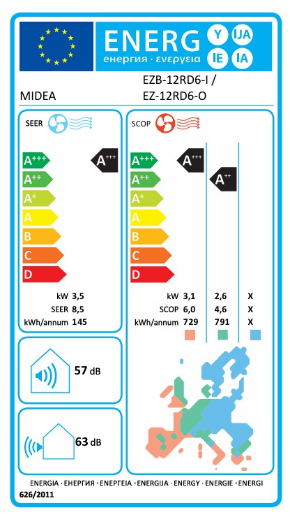 Midea Solstice 12-Set Schwarz 3,5 kW Klimaanlage Set Single-Split Wandgerät R32 WIFI
