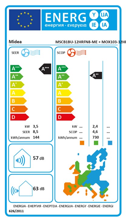 Midea BreezelessE 3,6kW Klimaanlage MSCB1BU-12HRFN8-ME-Set Split Wandgerät WIFI