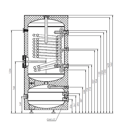 SUNEX FISH S24 210/60 X Kombispeicher - Warmwasserspeicher 210l und Pufferspeicher 60l mit Wärmetauscher