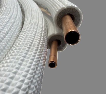 Refrigerant Line Installation Set 1 - 50m 1/4"+3/8" Insulated Copper Pipe + Electrical Cable + Hose