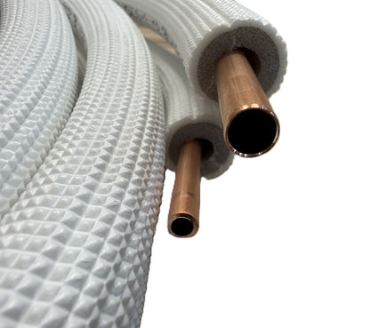 Refrigerant Line Installation Set 1 - 50m 1/4"+3/8" Insulated Copper Pipe + Electrical Cable + Hose