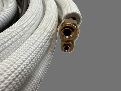 Refrigerant Line Installation Set 1 - 50m 1/4"+3/8" Insulated Copper Pipe + Electrical Cable + Hose