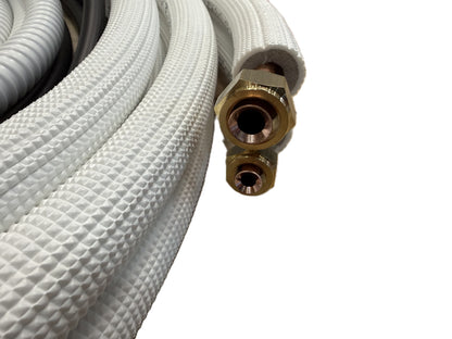 Refrigerant Line Installation Set 1 - 50m 1/4"+3/8" Insulated Copper Pipe + Electrical Cable + Hose