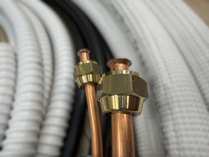 Refrigerant Line Installation Set 1 - 50m 1/4"+3/8" Insulated Copper Pipe + Electrical Cable + Hose