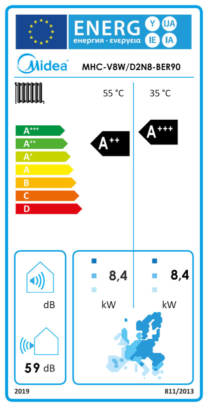 Midea M-Thermal MHC-V8W/D2N8-BER90 Luft Wasser Monoblock Wärmepumpe 8kW