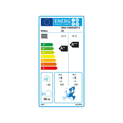 Midea MHC-V4WD2N7-E30 4kW Monoblock Luft Wasser Wärmepumpe R290 1-Ph-230V A+++/A++