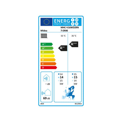 Midea MHC-V16WD2RN7-ER90 16kW Monoblock Air Water Heat Pump R290 3-Ph-400V A+++/A++