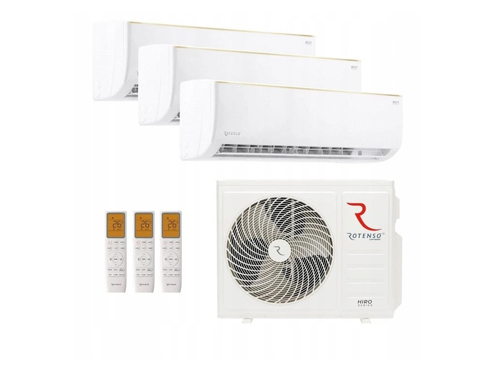 Rotenso Klimaanlage Roni 3x 3,5kW 12000BTU - Multisplit Wandgeräte-Set Digital Inverter WiFi A++