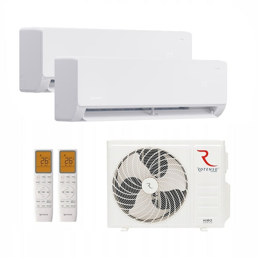 Rotenso Klimaanlage Roni 2x 2,6kW 9000BTU - Dual-Split Wandgeräte-Set Digital Inverter WiFi A++