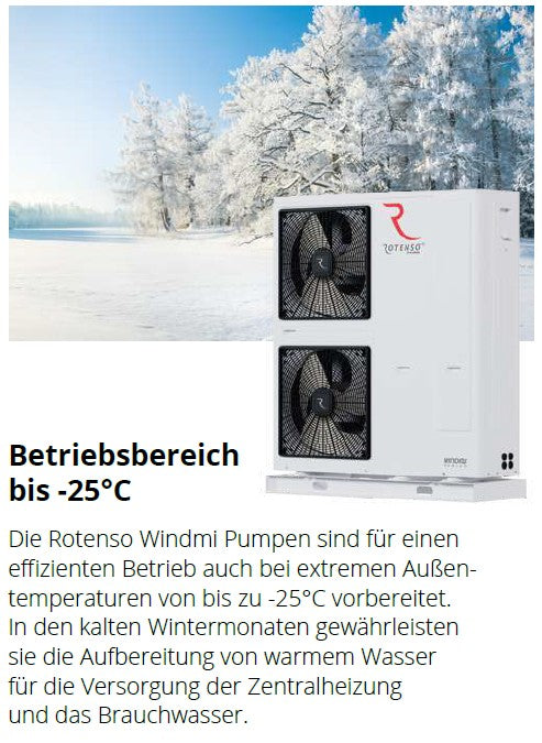 Rotenso Windmi Wärmepumpe Monoblock Luft-Wasser 14KW WIM140X3 BAFA Wifi A+++, Heizen Kühlen