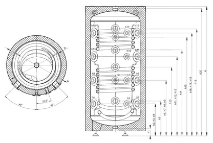 SUNEX Buffer Tank FISH S11 X 200 to 500 Liters 2x Heat Exchangers Special Design for Solar System