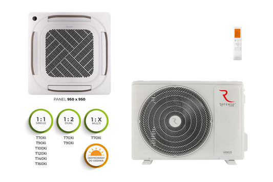 Rotenso LCAC Deckenkassette Tenji 7 kW bis 15,2 kW Single-Split Set Digital Inverter WiFi A++