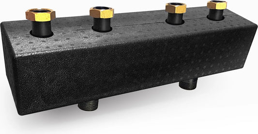Heizkreisverteilerbalken für 2 Kreise - Verteilerbalken DN25 für Pumpengruppen - Sunex 2GPO DN25 125mm