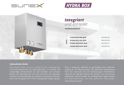 Sunex heat pump hydraulic module Hydra Box M EVI 6 kW electric heating element 