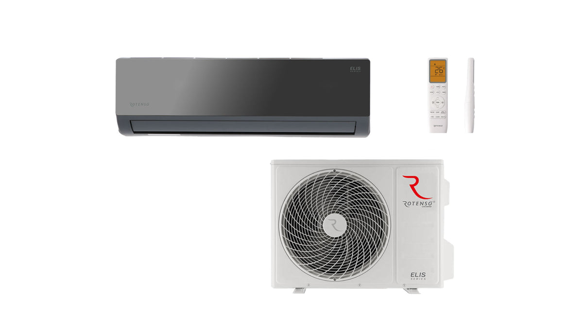 Rotenso Elis Black air conditioner, 2.6 kW to 6.8 kW, single-split wall-mounted unit set with digital inverter, WiFi, A++