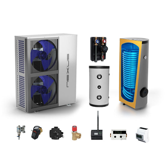 Sunex Wärmepumpe Komplettset 18 kW NEXUS M18 EVI Monoblock mit Brauchwasser und Pufferspeicher