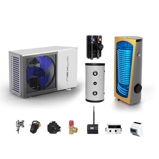 Sunex Wärmepumpe Komplettset 13 kW NEXUS M13 EVI Monoblock mit Brauchwasser und Pufferspeicher