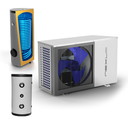 Sunex 8 kW NEXUS M8 EVI Monoblock heat pump set with 300 L hot water tank and 100 L buffer tank 