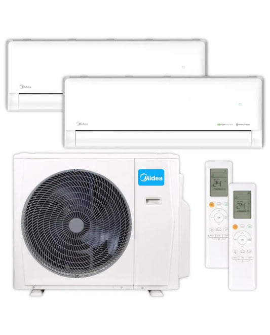 Midea Solstice Set Weiß 2,6 kW + 3,5 kW Klimaanlage Set Dual-Split Wandgerät R32 WIFI